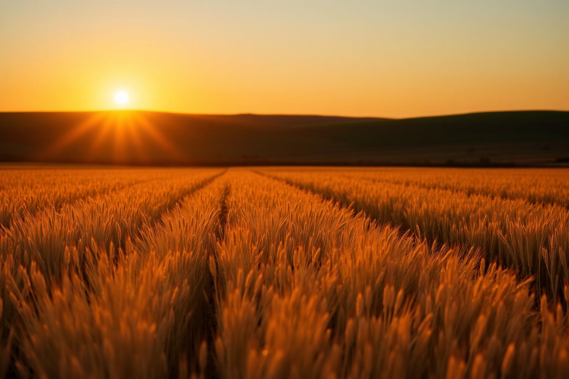 Campo de trigo al atardecer en la región de Reconquista